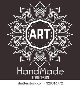 Ethnic logotype decorative element. Hand drawn elegant lineart logo design element. vector illustration. Islam, Arabic, Indian, ottoman motifs.