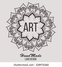 Ethnic logotype decorative element. Hand drawn elegant lineart logo design element. vector illustration. Islam, Arabic, Indian, ottoman motifs.