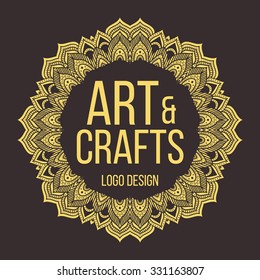 Ethnic logotype decorative element. Hand drawn elegant line art logo design element. vector illustration. Islam, Arabic, Indian, ottoman motifs.