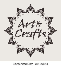 Ethnic logotype decorative element. Hand drawn elegant line art logo design element. vector illustration. Islam, Arabic, Indian, ottoman motifs.