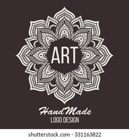 Ethnic logotype decorative element. Hand drawn elegant line art logo design element. vector illustration. Islam, Arabic, Indian, ottoman motifs.