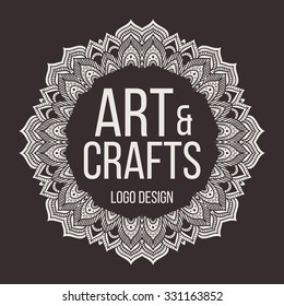 Ethnic logotype decorative element. Hand drawn elegant line art logo design element. vector illustration. Islam, Arabic, Indian, ottoman motifs.
