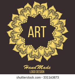 Ethnic logotype decorative element. Hand drawn elegant line art logo design element. vector illustration. Islam, Arabic, Indian, ottoman motifs.