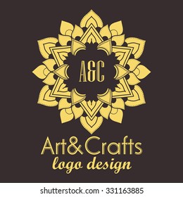 Ethnic logotype decorative element. Hand drawn elegant line art logo design element. vector illustration. Islam, Arabic, Indian, ottoman motifs.