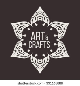 Ethnic logotype decorative element. Hand drawn elegant line art logo design element. vector illustration. Islam, Arabic, Indian, ottoman motifs.