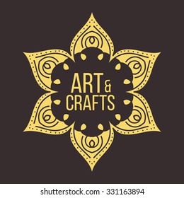 Ethnic logotype decorative element. Hand drawn elegant line art logo design element. vector illustration. Islam, Arabic, Indian, ottoman motifs.