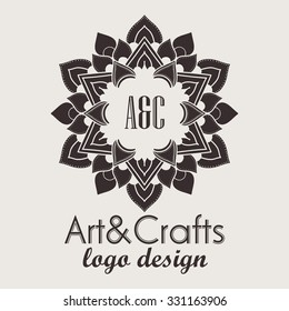 Ethnic logotype decorative element. Hand drawn elegant line art logo design element. vector illustration. Islam, Arabic, Indian, ottoman motifs.