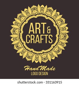 Ethnic logotype decorative element. Hand drawn elegant line art logo design element. vector illustration. Islam, Arabic, Indian, ottoman motifs.