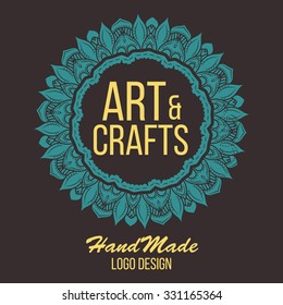 Ethnic logotype decorative element. Hand drawn elegant line art logo design element. vector illustration. Islam, Arabic, Indian, ottoman motifs.