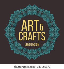 Ethnic logotype decorative element. Hand drawn elegant line art logo design element. vector illustration. Islam, Arabic, Indian, ottoman motifs.