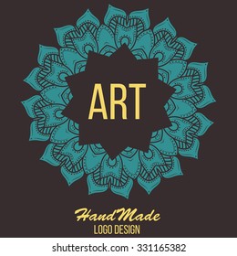 Ethnic logotype decorative element. Hand drawn elegant line art logo design element. vector illustration. Islam, Arabic, Indian, ottoman motifs.