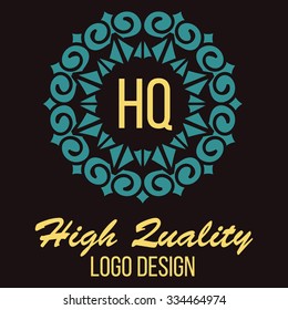 Ethnic logotype decorative element. Hand drawn elegant line art logo design element. vector illustration. Islam, Arabic, Indian, ottoman motifs.
