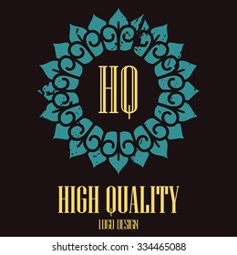 Ethnic logotype decorative element. Hand drawn elegant line art logo design element. vector illustration. Islam, Arabic, Indian, ottoman motifs.