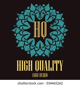 Ethnic logotype decorative element. Hand drawn elegant line art logo design element. vector illustration. Islam, Arabic, Indian, ottoman motifs.