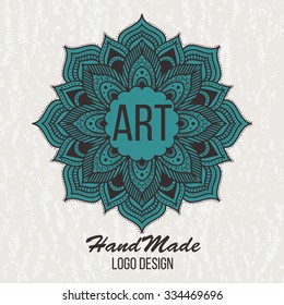 Ethnic logotype decorative element. Hand drawn elegant line art logo design element. vector illustration. Islam, Arabic, Indian, ottoman motifs.
