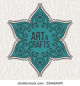 Ethnic logotype decorative element. Hand drawn elegant line art logo design element. vector illustration. Islam, Arabic, Indian, ottoman motifs.