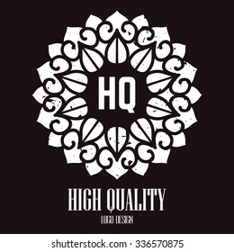 Ethnic logotype decorative element. Hand drawn elegant line art logo design element. vector illustration. Islam, Arabic, Indian, ottoman motifs.