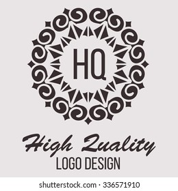 Ethnic logotype decorative element. Hand drawn elegant line art logo design element. vector illustration. Islam, Arabic, Indian, ottoman motifs.