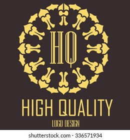 Ethnic logotype decorative element. Hand drawn elegant line art logo design element. vector illustration. Islam, Arabic, Indian, ottoman motifs.