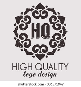 Ethnic logotype decorative element. Hand drawn elegant line art logo design element. vector illustration. Islam, Arabic, Indian, ottoman motifs.