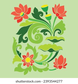 Ethnic lotus flower ornament hand drwan illustration , Background texture tamplate