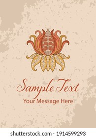 Ethnic Lotus Flower Vector Card Background