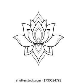 Ethnic lotus mandala for greeting card, invitation, Henna drawing and tattoo template. Lotus tattoo. Vector illustration