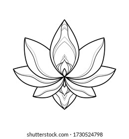 Ethnic lotus mandala for greeting card, invitation, Henna drawing and tattoo template. Lotus tattoo. Vector illustration