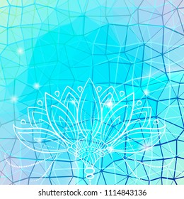 Ethnic lotus pattern on a modern polygonal vector background