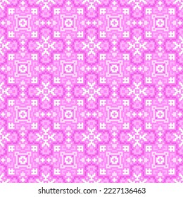 Ethnic Malaysian traditional design pattern for background, carpet, wallpaper, clothing, wrapping, batik, fabric, vector illustration oriental geometric pink blooming flower art line embroidery style.