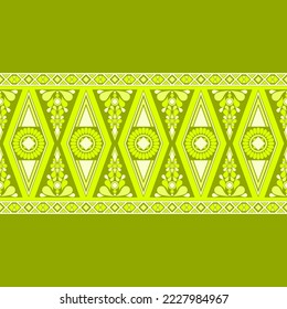 Ethnic Malaysian traditional design pattern for background, carpet, wallpaper, clothing, wrapping, batik, fabric, vector illustration oriental geometric tribe leave triangle art line embroidery style.