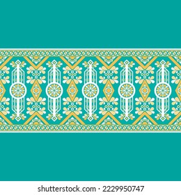 Patrón de diseño tradicional malasio étnico para fondo, alfombra, papel pintado, ropa, envoltura, batik, tela, ilustración vectorial, sabio geométrico oriental y estilo de bordado de líneas de arte en torre.