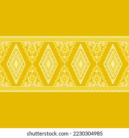 Ethnische malaysische traditionelle Design-Muster für Hintergrund, Teppich, Tapete, Kleidung, Umhüllung, Batik, Stoff, Vektorgrafik orientalische geometrische Büsche und Diamantart Linie Stickereien Stil.