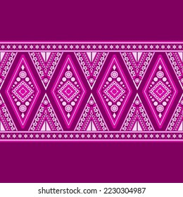 Ethnic Malaysian traditional design pattern for background, carpet, wallpaper, clothing, wrapping, batik, fabric, vector illustration oriental geometric diamond and triangle art line embroidery style.