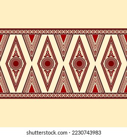 Ethnic Malaysian traditional design pattern for background, carpet, wallpaper, clothing, wrapping, batik, fabric, vector illustration oriental geometric diamond and triangle art line embroidery style.