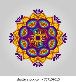 Ethnic mandala with colorful ornament