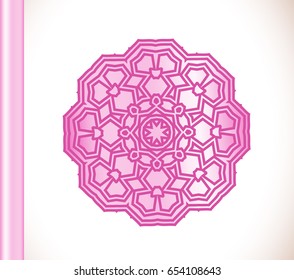 Ethnic mandala with colorful ornament. Light pink colors.