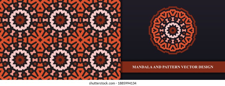 Ethnic mandala with colorful ornament,Beautiful seamless pattern with ethnic style Premium Vector