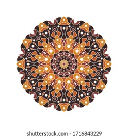 Ethnic mandala with colorful tribal ornament isolated on white background. Vector illustration