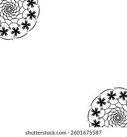 Ethnic mandala design and black complex doodle mandala on a transparent background