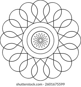 Ethnic mandala design and black complex doodle mandala on a transparent background