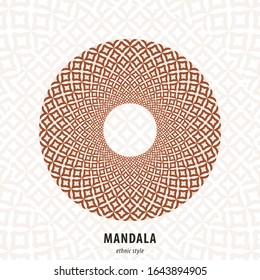Ethnic mandala design. Bright circular pattern native oriental ornament on a white background. Stock vector illustration, eps10.  