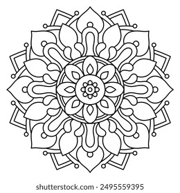 ethnic mandala design with clean lines for coloring book, mandala design for adults coloring book
