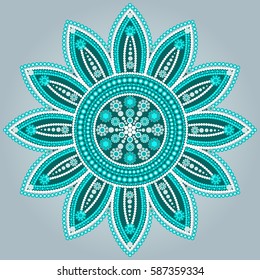 Ethnic mandala design. Decorative round ornaments. Dot painting.