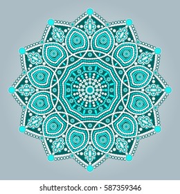 Ethnic mandala design. Decorative round ornaments. Dot painting.