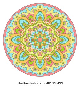 Ethnic mandala design, vector Eastern pattern, round symmetrical ornament.