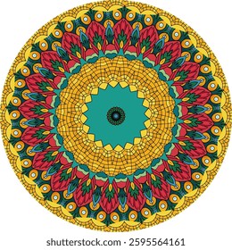Ethnic Mandala Design with Vibrant Colors and Artistic Detail