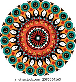Ethnic Mandala Design with Vibrant Colors and Artistic Detail