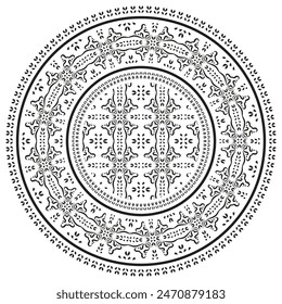 Ethnic mandala. Mandala floral ornamental circular pattern. Ethnic seamless round pattern. Vintage tribal ornament vector. Classic antique luxury element. Decorative for textile, fabric, rug, tattoo.