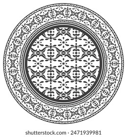 Ethnische Mandala. Mandala florale ornamentale Kreismuster. Ethnische nahtlose runde Muster. Klassische Vektorgrafik mit Stammesornament. Klassisches antikes Luxuselement. Dekorativ für Textil, Stoff, Teppich, Tattoo.